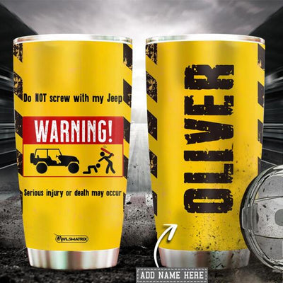 Jeep Warning Yellow Personalized - Tumbler - Owls Matrix LTD