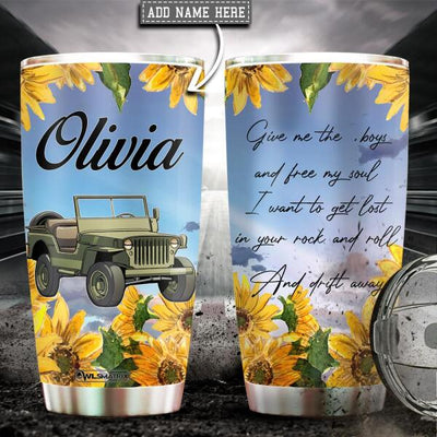 Jeep Sunflower Give Me The Boy Personalized - Tumbler - Owls Matrix LTD