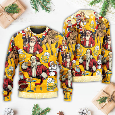 Beer Santa Funny Christmas Merry Xmas - Sweater - Ugly Christmas Sweaters - Owls Matrix LTD