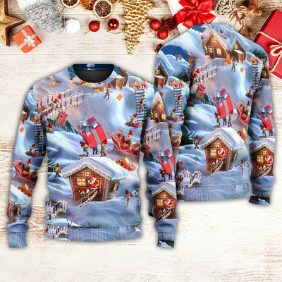 Christmas Santa And Gnome Merry Xmas - Sweater - Ugly Christmas Sweaters - Owls Matrix LTD