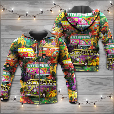 Hippie Bus Peace Life Colorful Style - Hoodie - Owls Matrix LTD