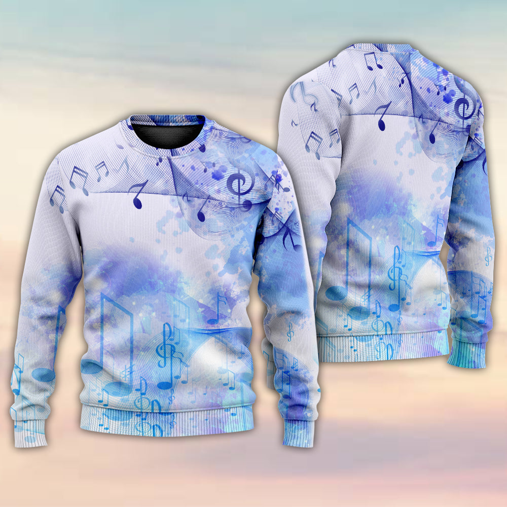 Music Watercolor Music Notes - Sweater - Ugly Christmas Sweaters - Owls Matrix LTD
