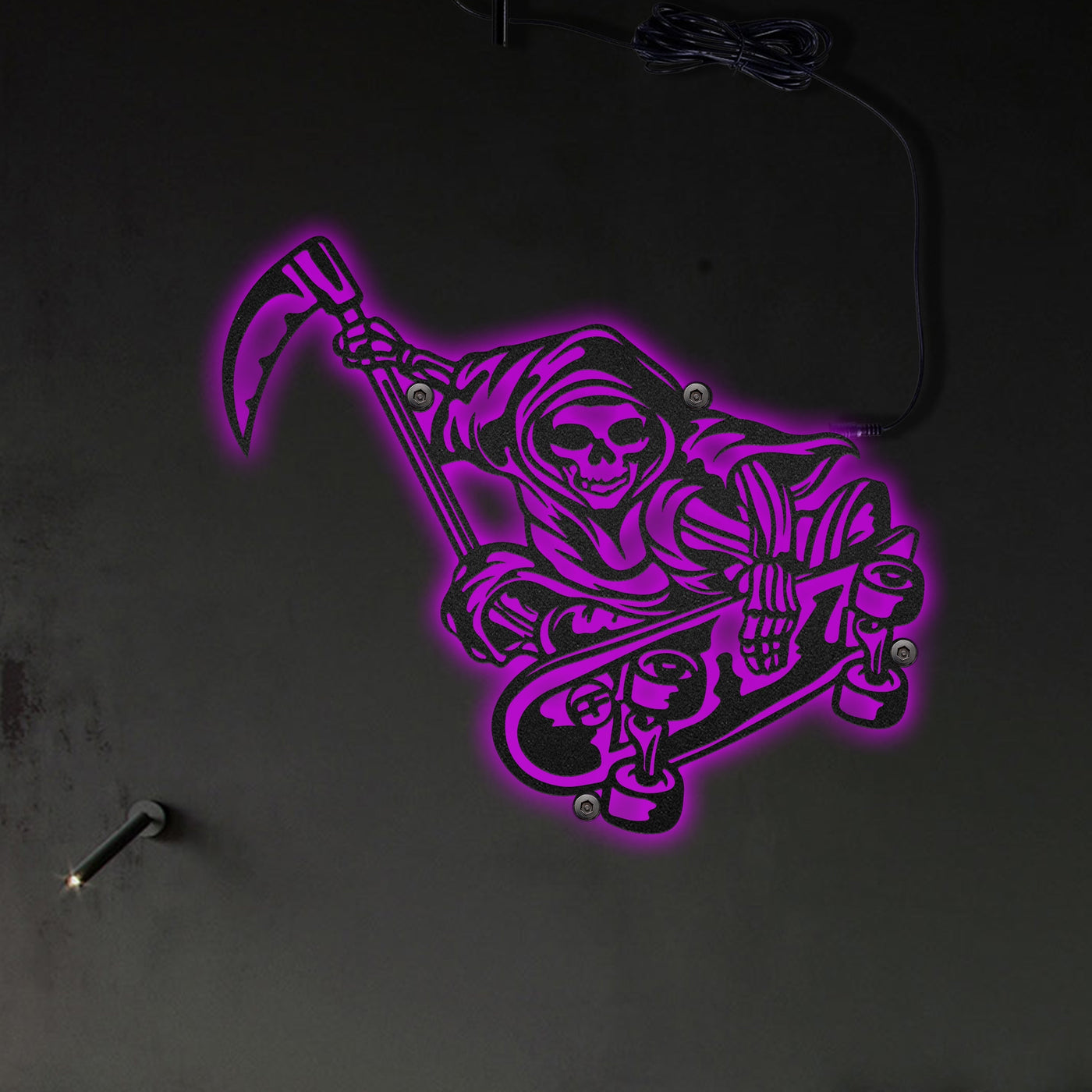 Skull Grim Reaper Skateboardinng - Led Light Metal - Owls Matrix LTD
