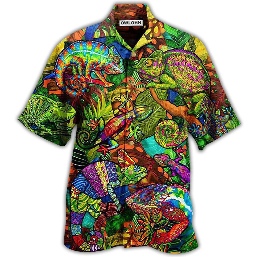 Hawaiian Shirt / Adults / S Chameleon Animals Fullcolor Abstract Style So Cool - Hawaiian Shirt - Owls Matrix LTD