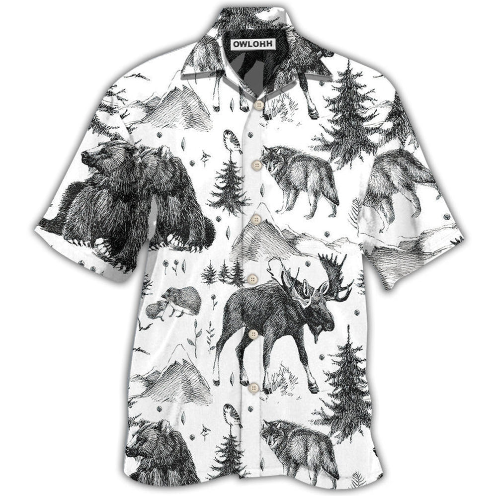 Hawaiian Shirt / Adults / S Animals Wild Black And White - Hawaiian Shirt - Owls Matrix LTD