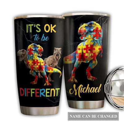 20OZ Autism Awareness Dinosaur Personalized - Tumbler - Owls Matrix LTD