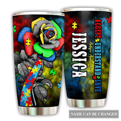 20OZ Autism Rose Accept Understand Love Personalized - Tumbler - Owls Matrix LTD