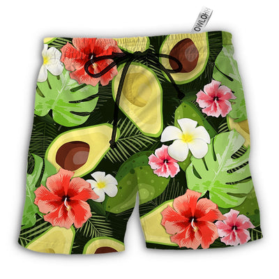 Beach Short / Adults / S Avocado Tropical Floral - Beach Short - Owls Matrix LTD