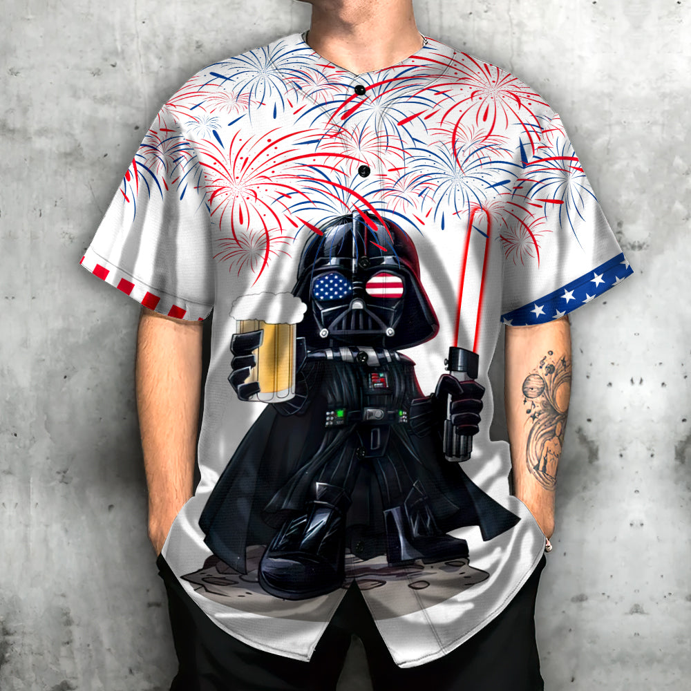 Starwars Independence Day Darth Vader With Beer - Baseball Jersey