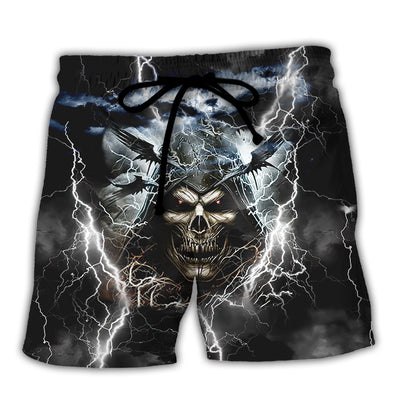 Skull I Can't Go To Hell The Devil Still Has A Restraining Order Against Me - Beach Short