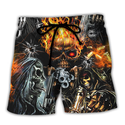 Skull DILLIGAF FLAME SKULL WITH G - Beach Short