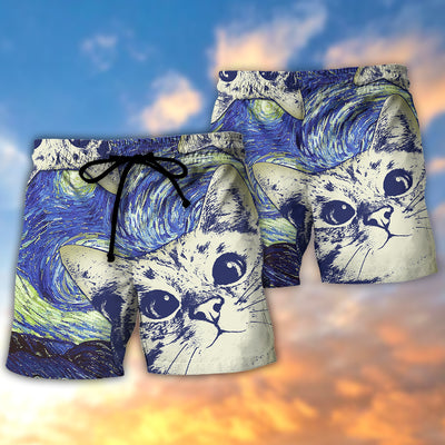Cat Love Life Cute - Beach Short - Owls Matrix LTD