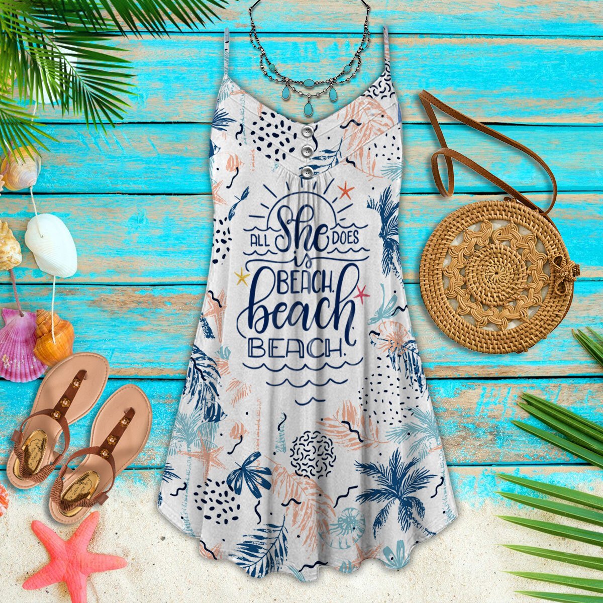 Beach A Cute Girl - Summer Dress - Owls Matrix LTD