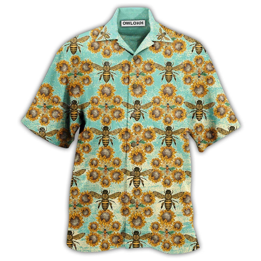 Hawaiian Shirt / Adults / S Bee Loves Sunflowers - Hawaiian Shirt - Owls Matrix LTD