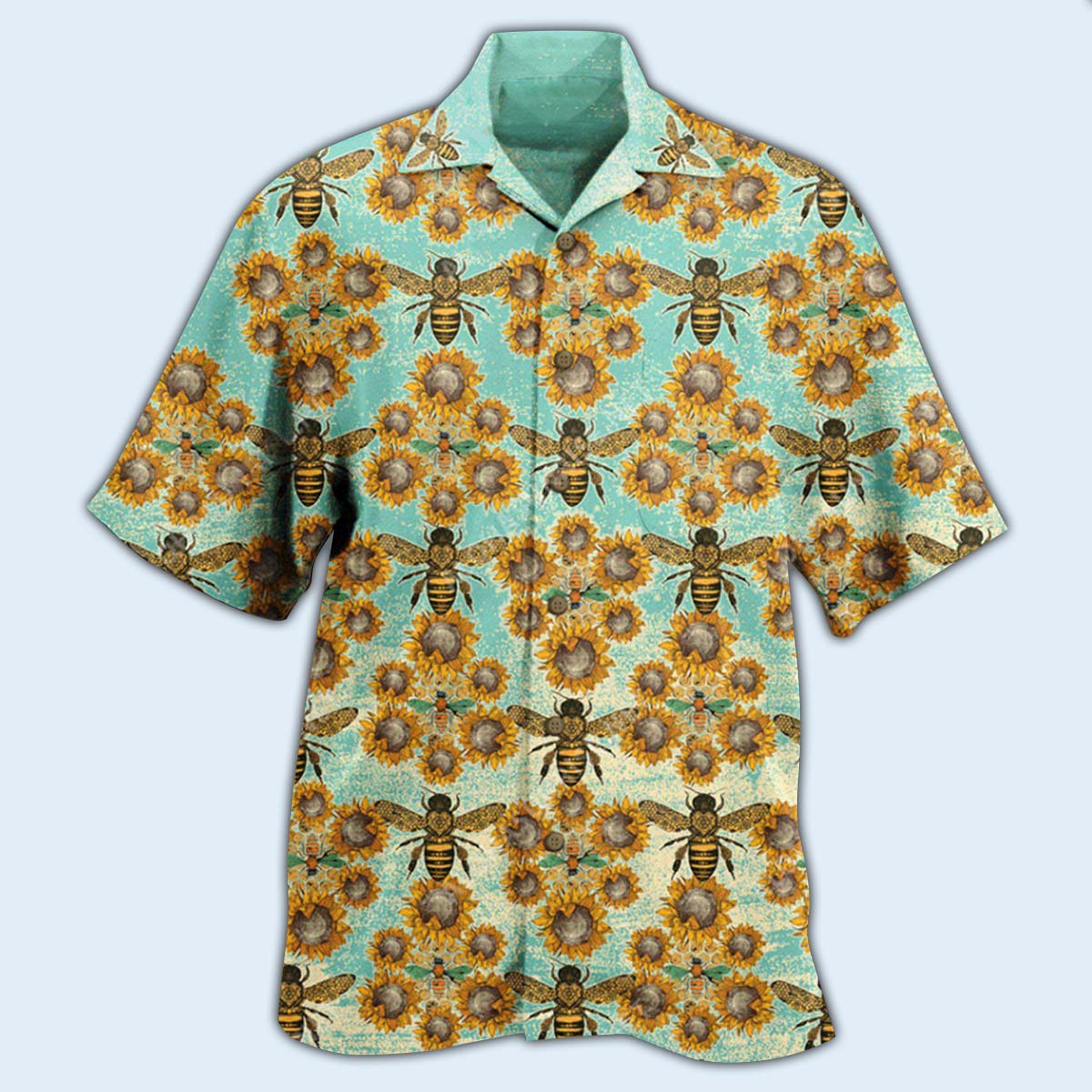 Bee Loves Sunflowers - Hawaiian Shirt - Owls Matrix LTD
