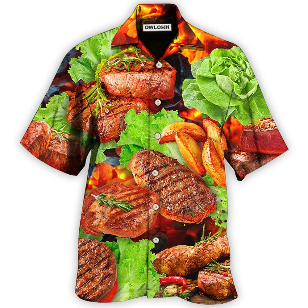 Hawaiian Shirt / Adults / S BBQ Beefsteak Salad - Hawaiian Shirt - Owls Matrix LTD