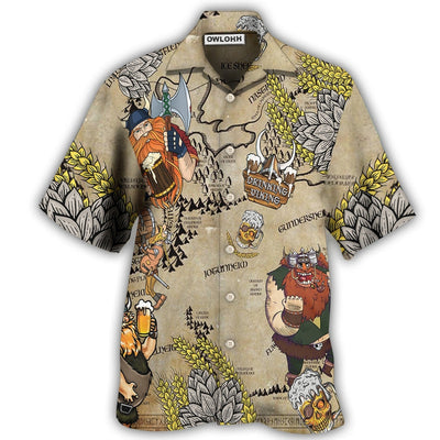 Hawaiian Shirt / Adults / S Beer Viking Drinking Beer - Hawaiian Shirt - Owls Matrix LTD