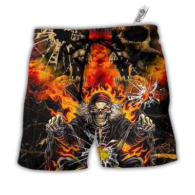 Beach Short / Adults / S Skull Biker Style - Beach Short - Owls Matrix LTD