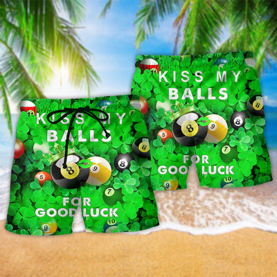 Billiard Kiss My Balls For Good Luck Saint Patricks Day - Beach Short - Owls Matrix LTD