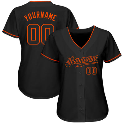 Custom Black Black-Orange Authentic Baseball Jersey - Owls Matrix LTD