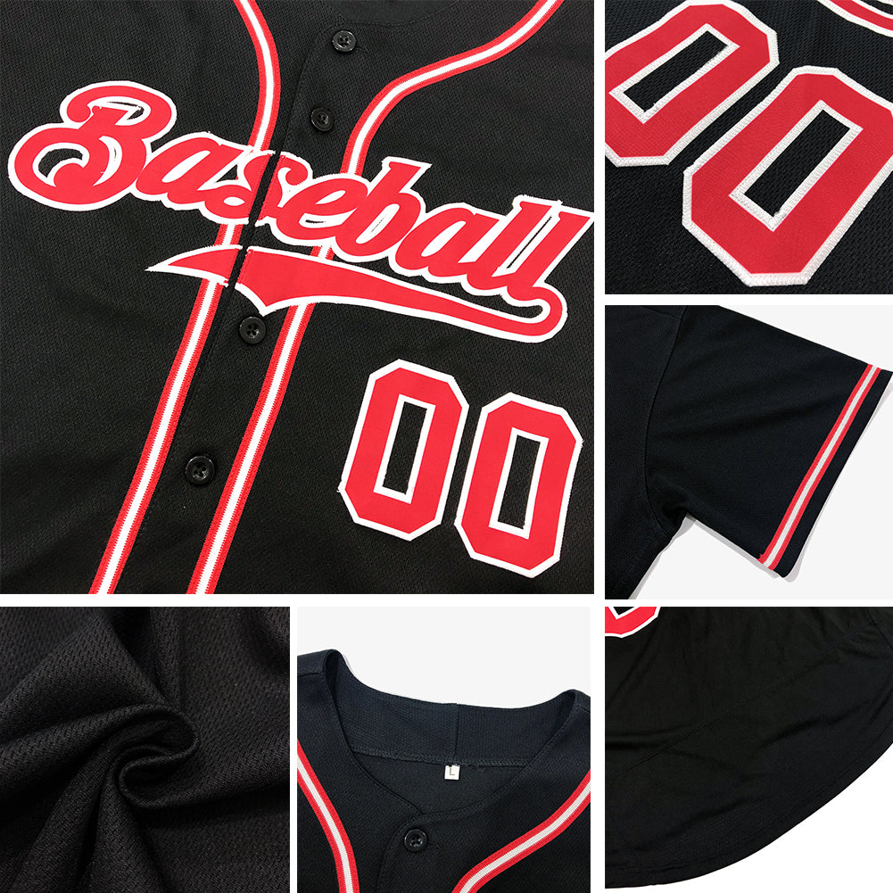 Custom Black Light Blue-Red Authentic Baseball Jersey - Owls Matrix LTD