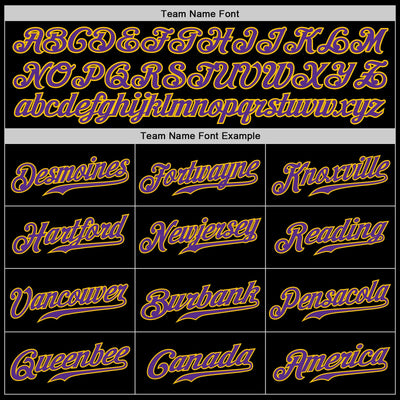 Custom Black Purple-Gold Authentic Baseball Jersey - Owls Matrix LTD