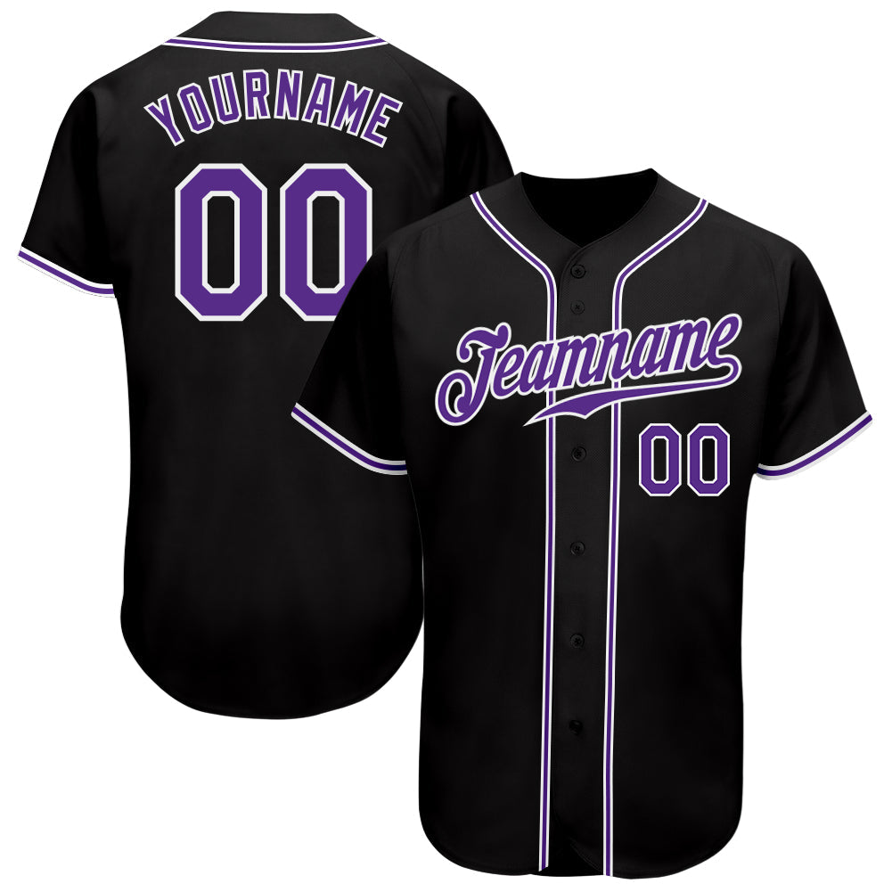 Custom Black Purple-White Authentic Baseball Jersey - Owls Matrix LTD