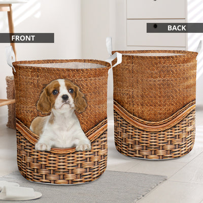 Blenheim Cavalier Dog Rattan Teaxture - Laundry Basket - Owls Matrix LTD