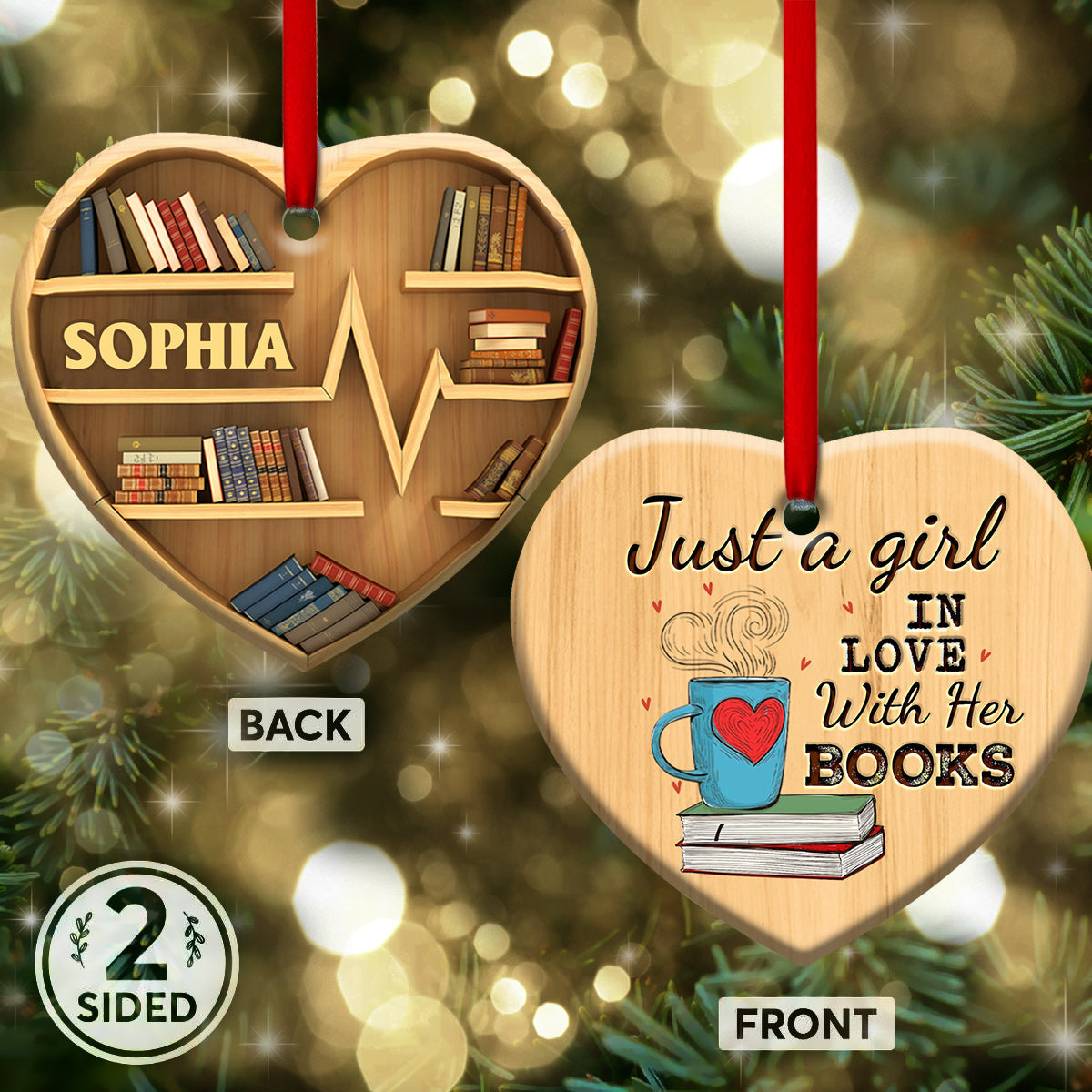 Book Lover Just A Girl in Love With Her Books Personalized - Heart Ornament - Owls Matrix LTD