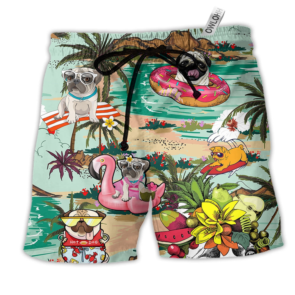 Beach Short / Adults / S Bulldog Loves Beach Loves Hawaii - Beach Short - Owls Matrix LTD