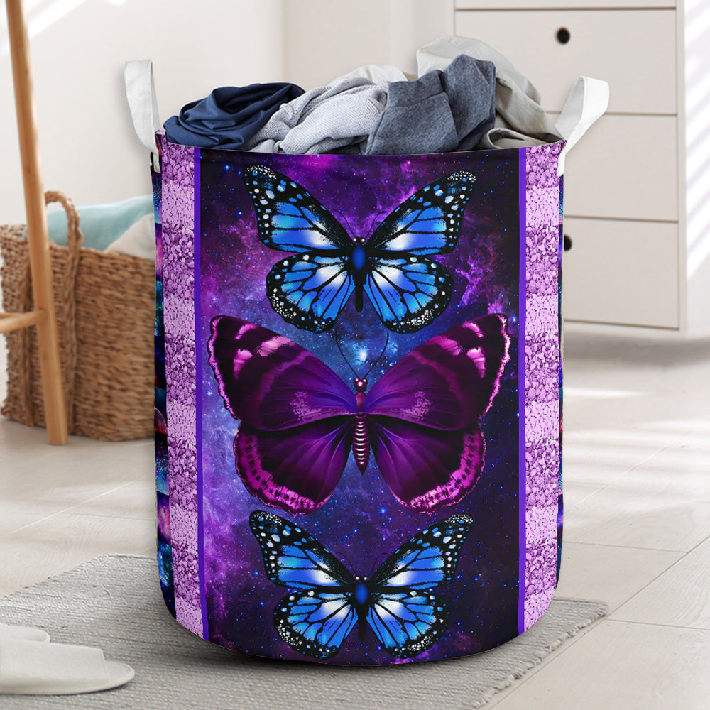 Butterfly Galaxy Purple Style - Laundry Basket - Owls Matrix LTD