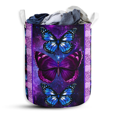 S: 17.72”x13.78” (45x35 cm) Butterfly Galaxy Purple Style - Laundry Basket - Owls Matrix LTD