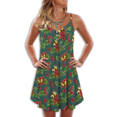 Butterfly Tropical Amazing Pattern - Summer Dress - Owls Matrix LTD