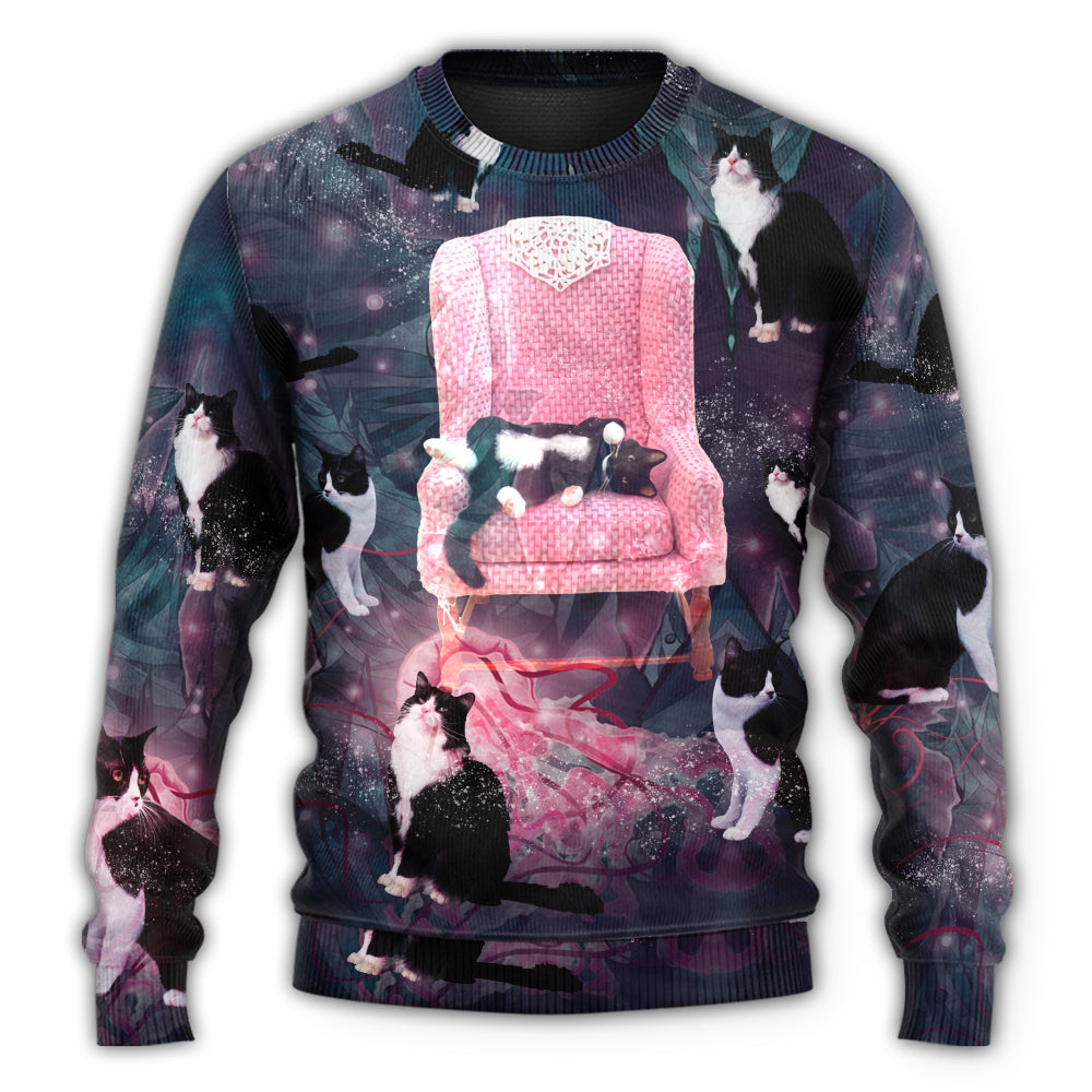 Christmas Sweater / S Cat On The Pink Chair So Lovely - Sweater - Ugly Christmas Sweaters - Owls Matrix LTD