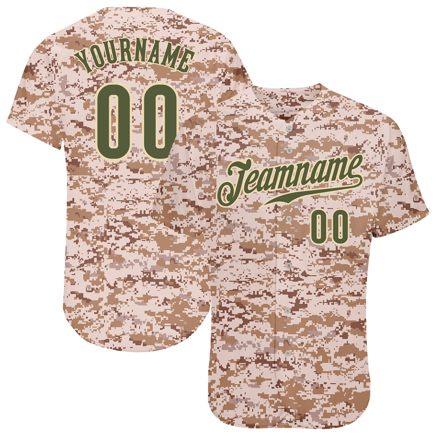 Custom Camo Olive-Cream Authentic Salute To Service Baseball Jersey - Owls Matrix LTD