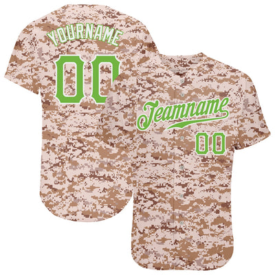 Custom Camo Neon Green-White Authentic Salute To Service Baseball Jersey - Owls Matrix LTD