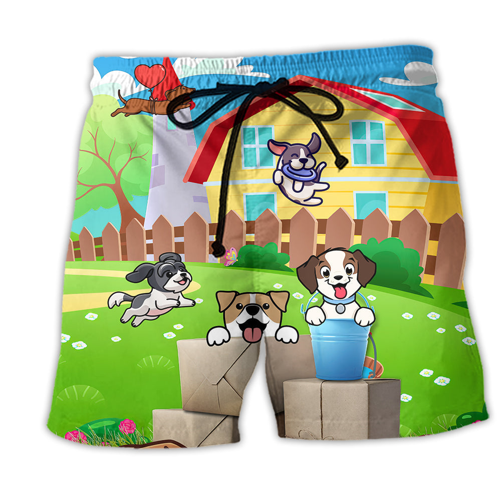 Beach Short / Adults / S Cartoon Funny Dog - Beach Short - Owls Matrix LTD