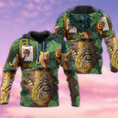 Cat Baby And Tiger Strong - Hoodie - Owls Matrix LTD