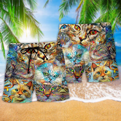 Cat Real Men Love Cats - Beach Short - Owls Matrix LTD