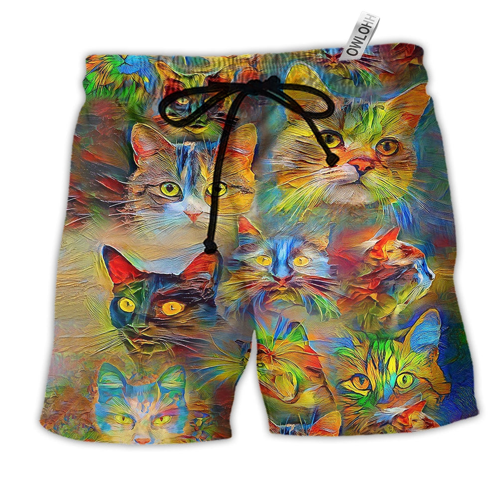 Beach Short / Adults / S Cat So Colorful Lover - Beach Short - Owls Matrix LTD