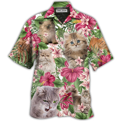 Hawaiian Shirt / Adults / S Cat Tropical Floral Persisan Cat - Hawaiian Shirt - Owls Matrix LTD