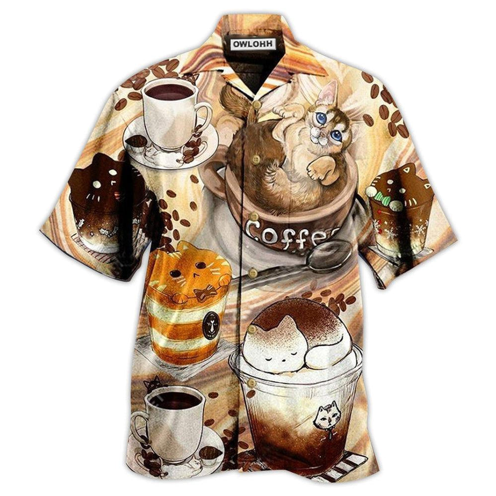 Hawaiian Shirt / Adults / S Cat Do You Wanna Drink Me Coffee - Hawaiian Shirt - Owls Matrix LTD