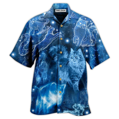 Hawaiian Shirt / Adults / S Cat Love Blue Neon Stunning - Hawaiian Shirt - Owls Matrix LTD