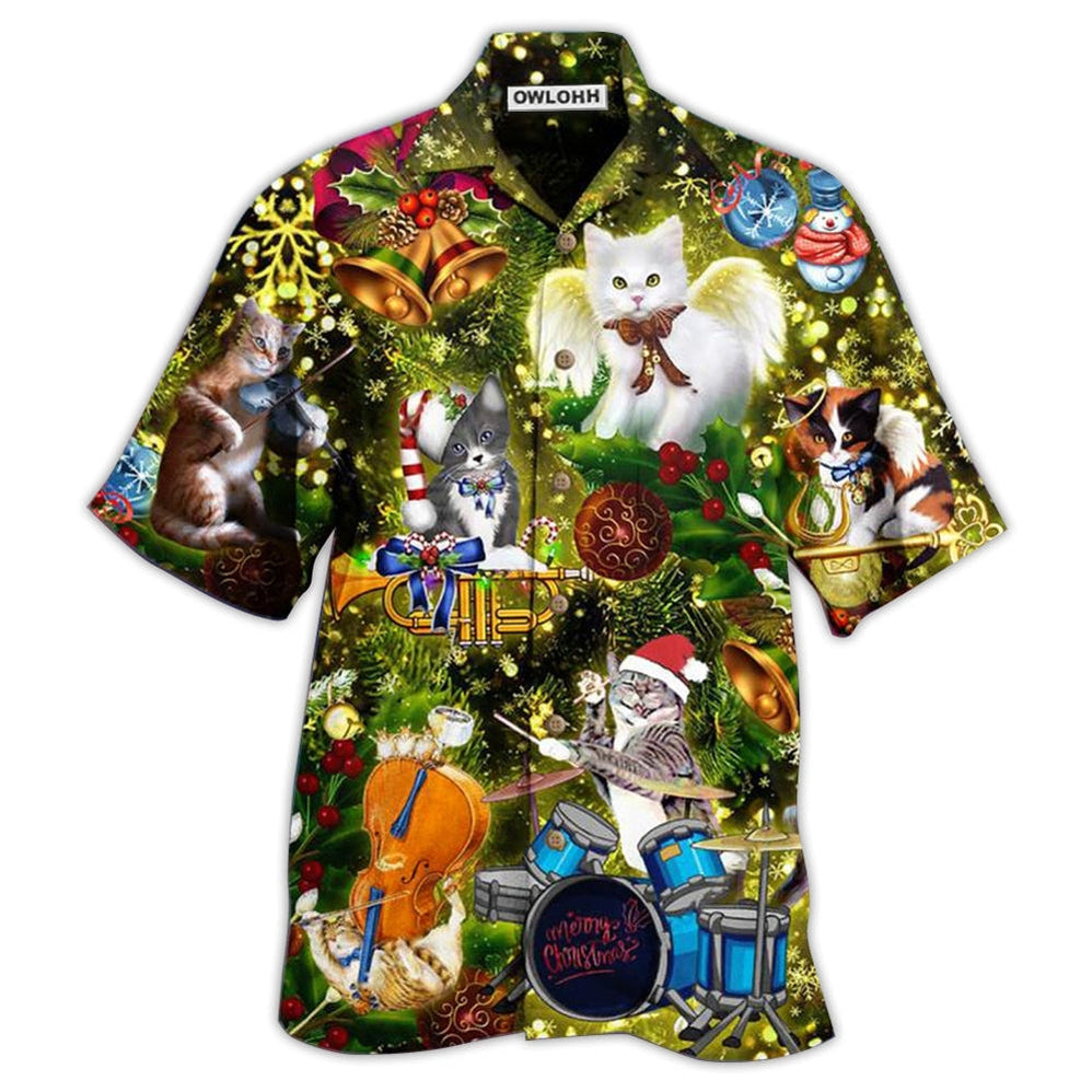 Hawaiian Shirt / Adults / S Cat Christmas Angel - Hawaiian Shirt - Owls Matrix LTD