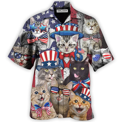 Hawaiian Shirt / Adults / S Cat Independence Day Funny - Hawaiian Shirt - Owls Matrix LTD
