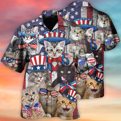 Cat Independence Day Funny - Hawaiian Shirt - Owls Matrix LTD
