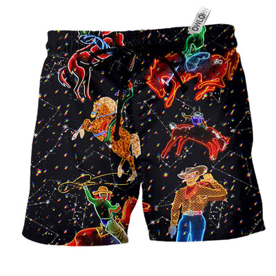 Beach Short / Adults / S Cowboy Neon In Life Style - Beach Short - Owls Matrix LTD