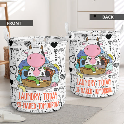 Cow Love Pattern Laundry Today - Laundry Basket - Owls Matrix LTD