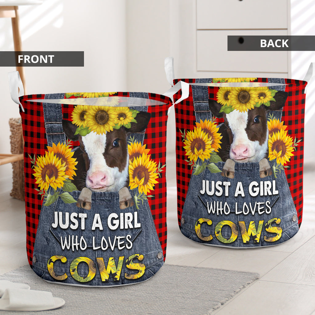 Cow Sunflower Jean Set - Laundry Basket - Owls Matrix LTD