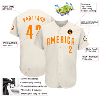 Custom Cream Blaze Orange Authentic Baseball Jersey - Owls Matrix LTD